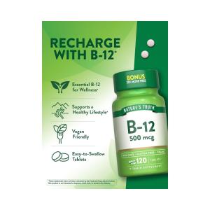 Nature's Truth Vitamin B 12, 500 Mcg, Tablets