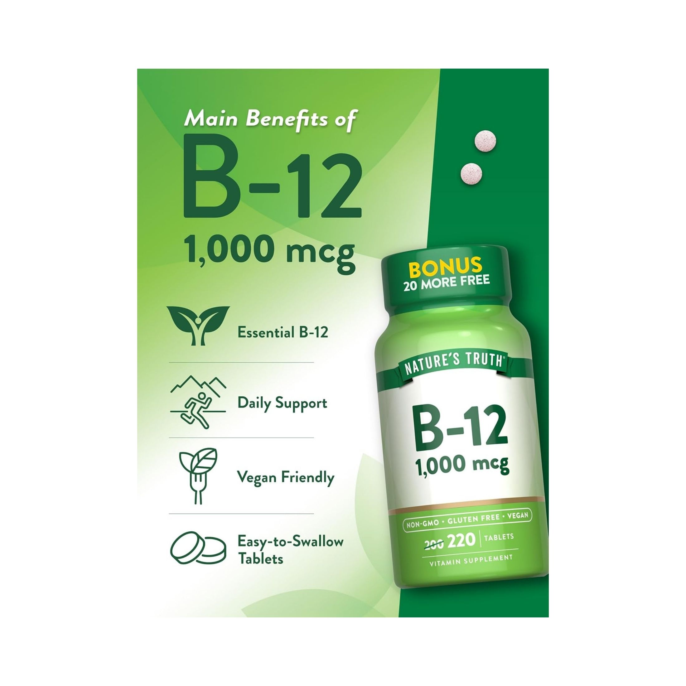 Nature's Truth Vitamin B-12 1,000 Mcg Tablets
