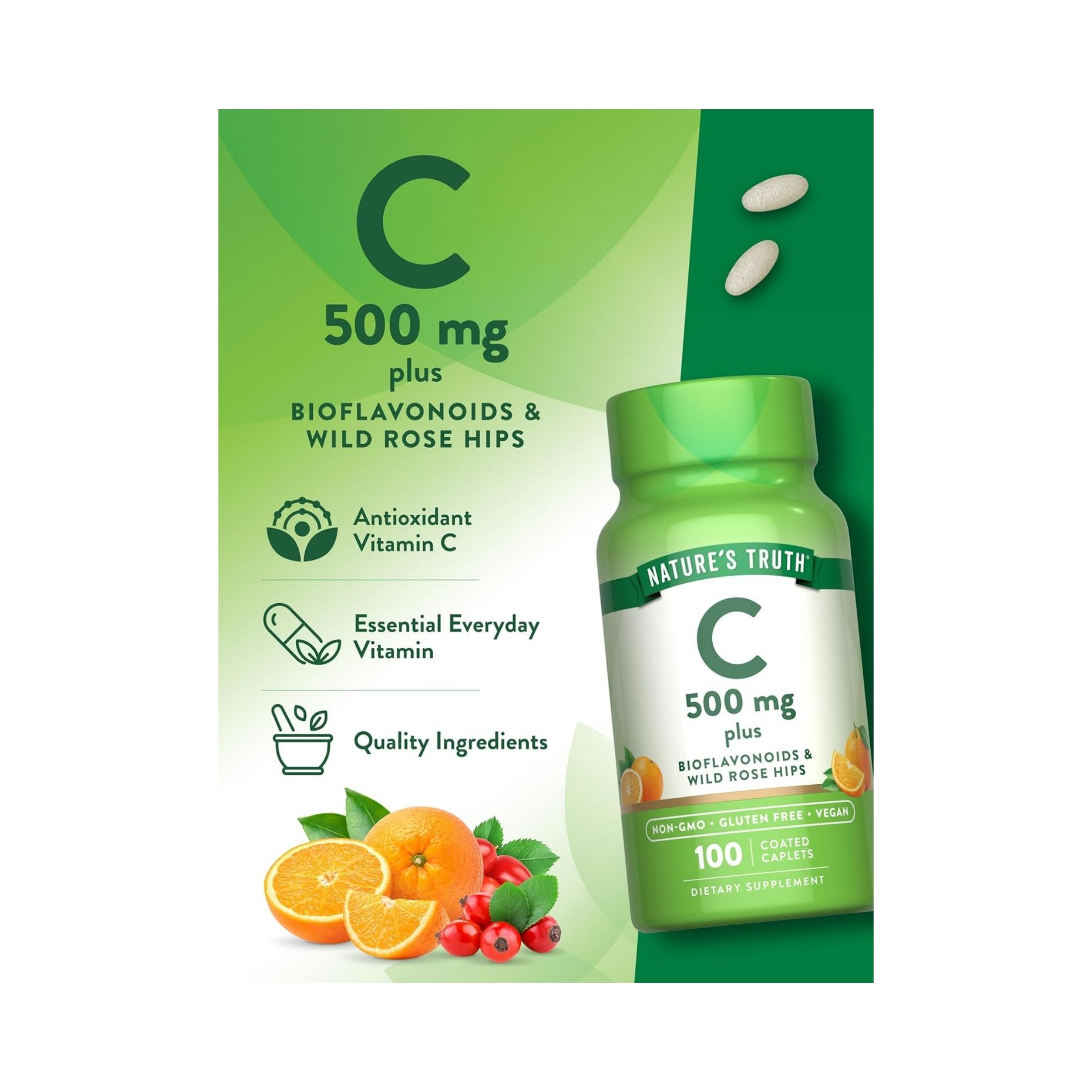 Nature's Truth Vitamin C 500 Mg With Bioflavonoids & Rose Hips Tablets