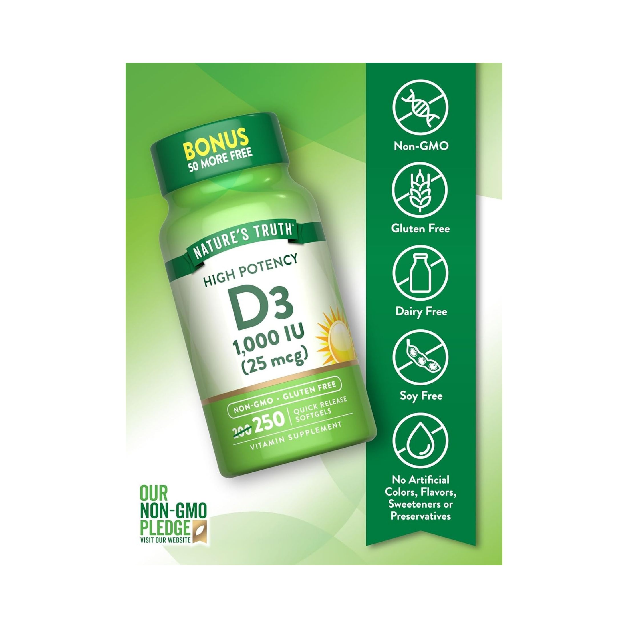 Nature's Truth High Potency Vitamin D3 1,000 IU Softgels