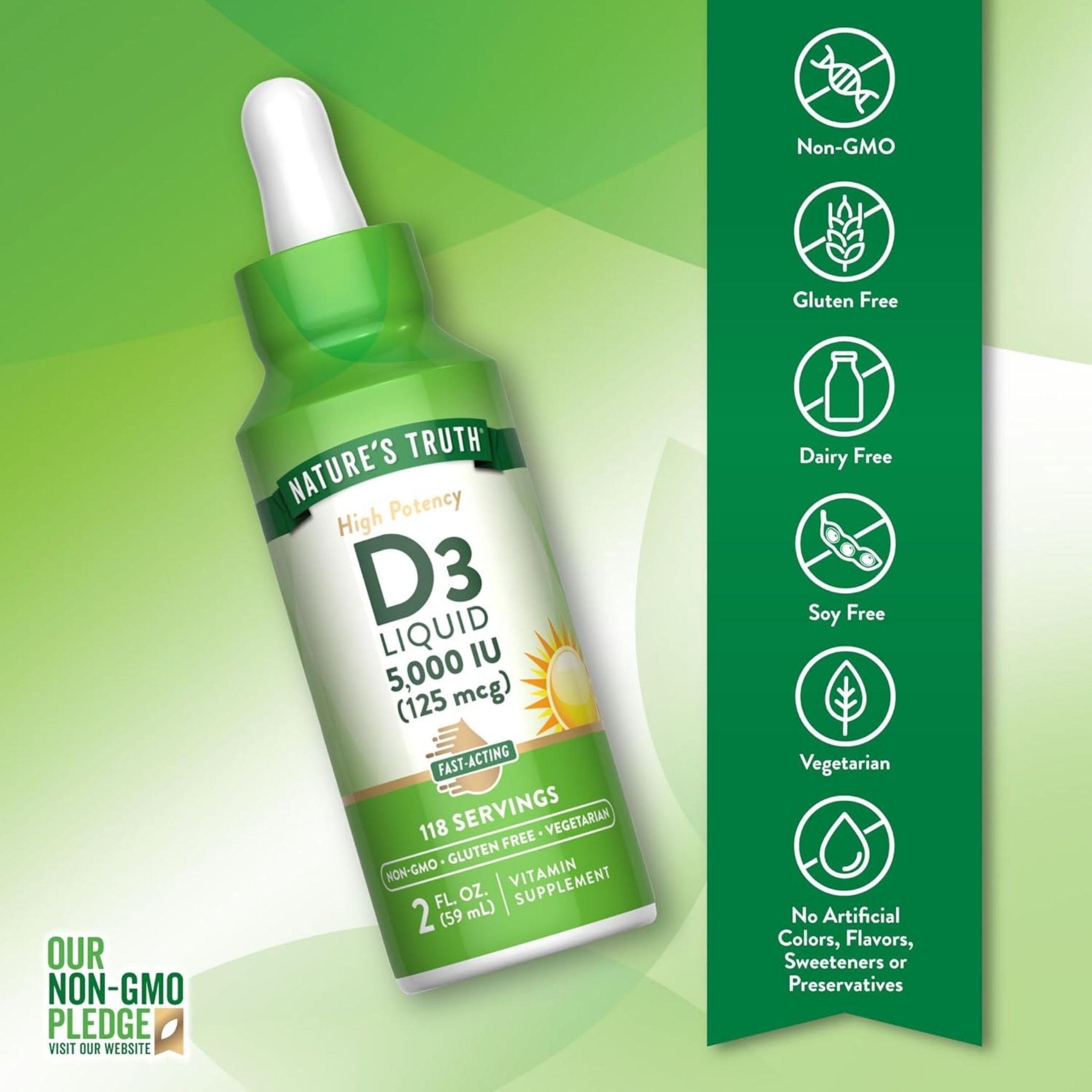 Nature's Truth Vitamin D3, 125 Mcg, Liquid 2 Fl Oz