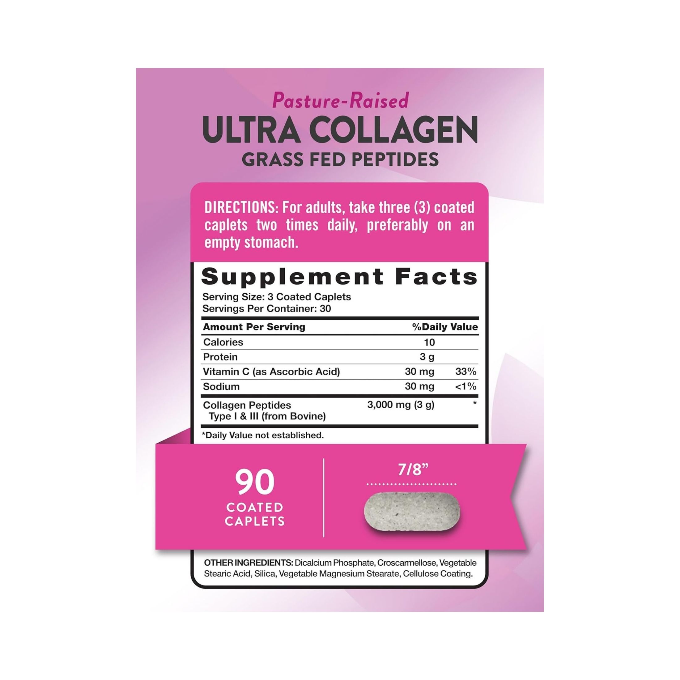 Nature's Truth Coated Caplets 3000 Mg Pasture Raised Ultra Collagen