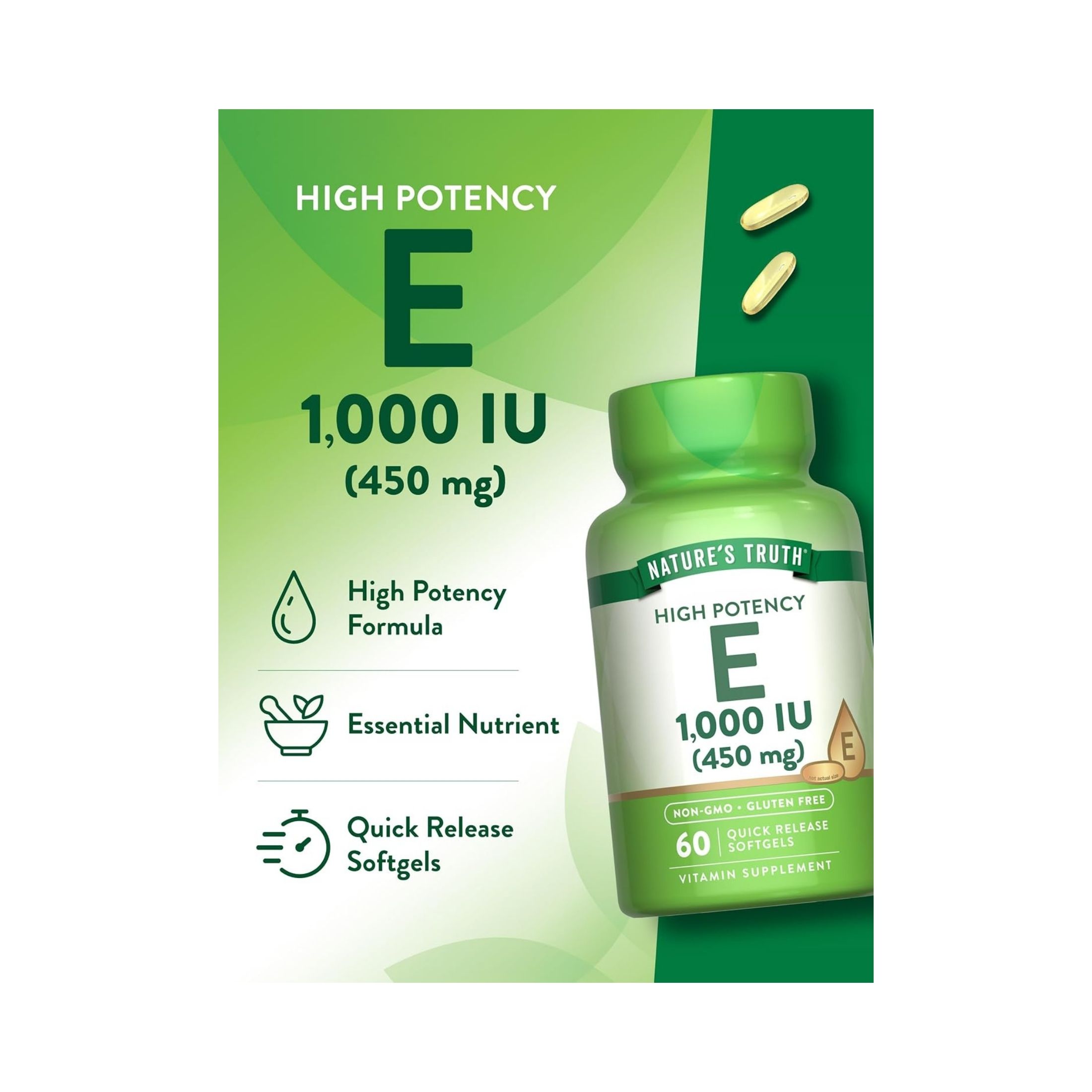 Marques Natures Truth Vit E 1000 IU 450mg 60s