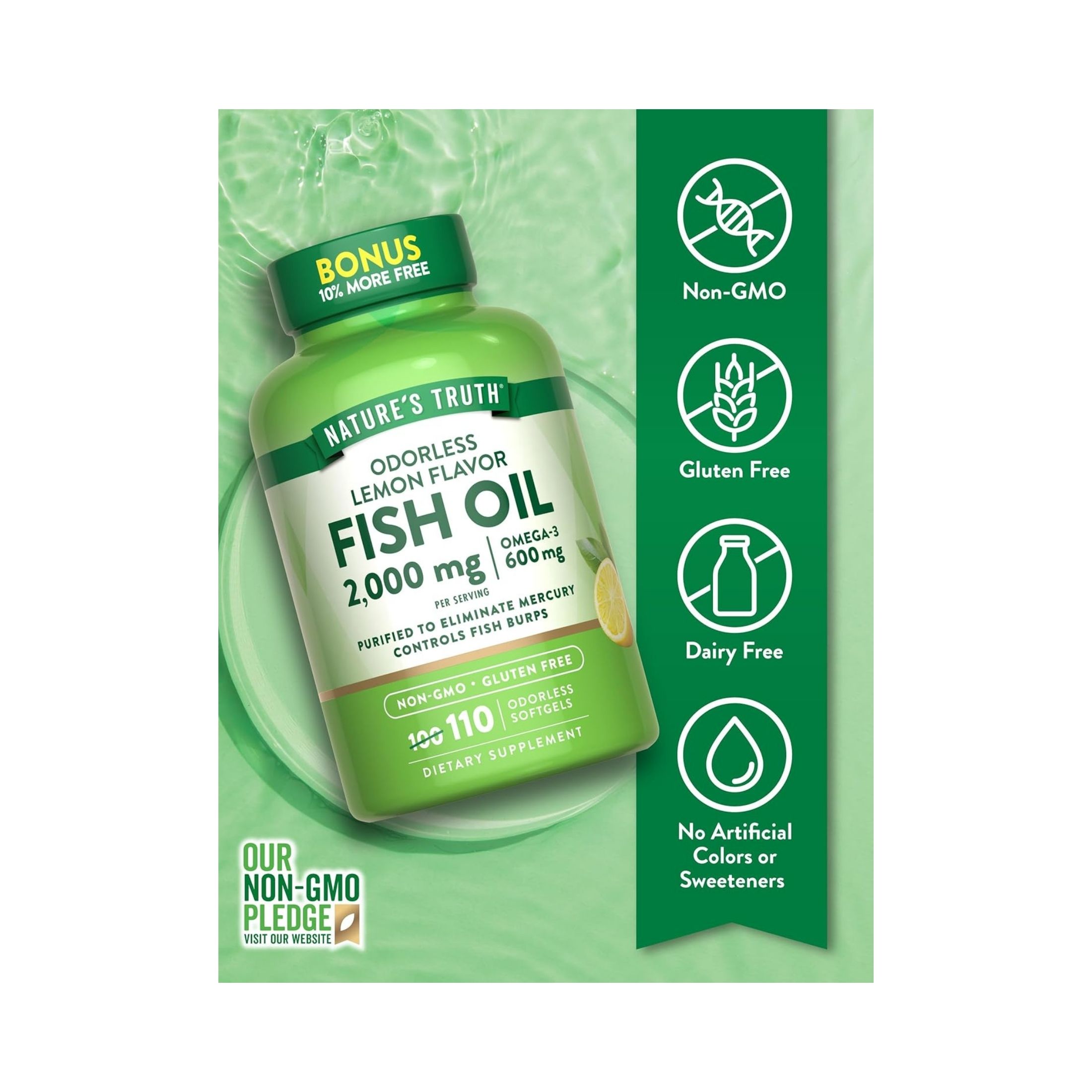 Nature's Truth Odorless Fish Oil 1,000 Mg, Lemon Flavor