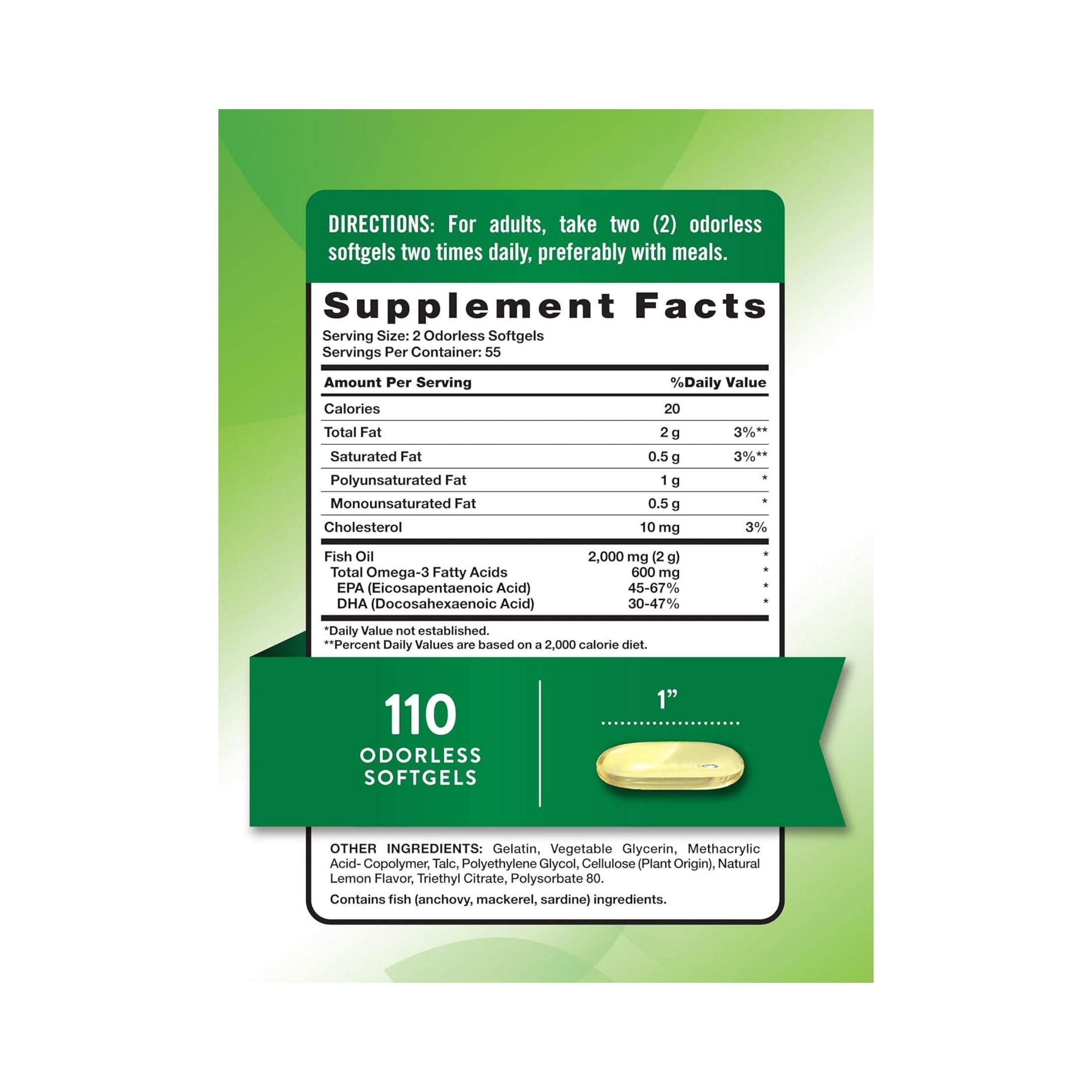 Nature's Truth Odorless Fish Oil 1,000 Mg, Lemon Flavor