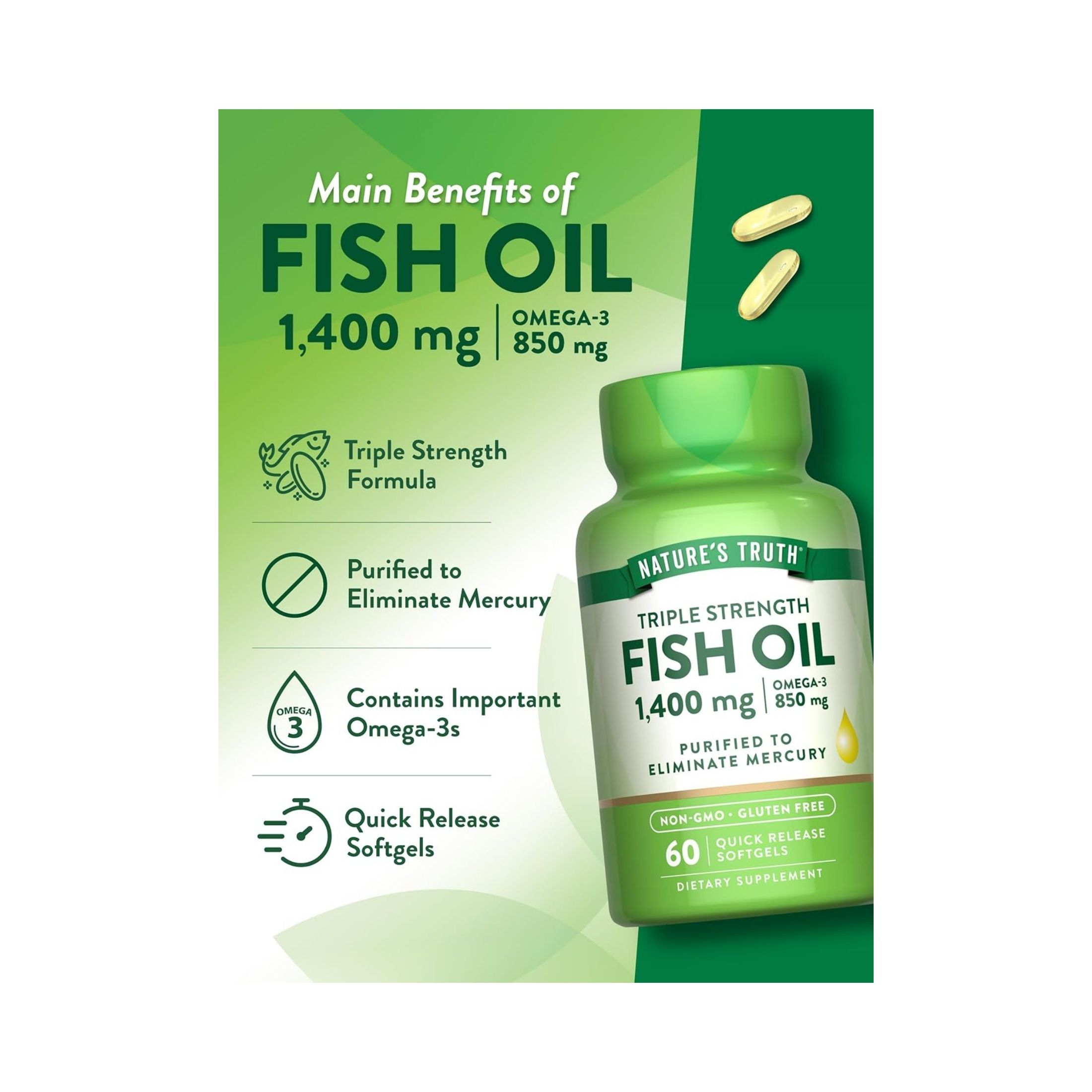 Nature's Truth Triple Strength Fish Oil 1,360 Mg