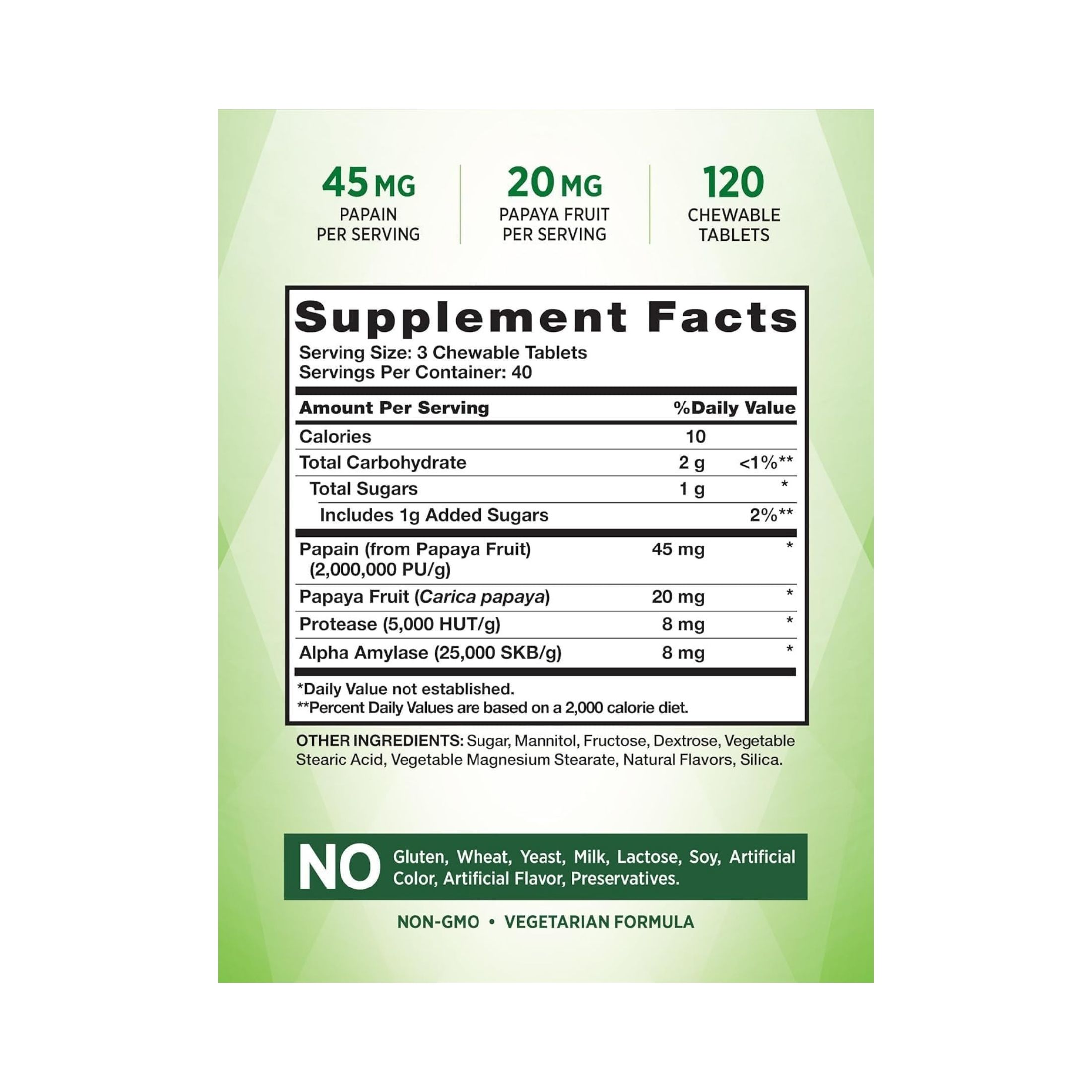 NT Tablets Chewable Papaya Enzyme 120’s