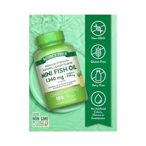 Nature's Truth Mini Fish Oil, Premium Strength, 1340 Mg, Softgels, Natural Lemon Flavor
