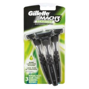 Gillette Mach 3 Razors, Disposable, Sensitive
