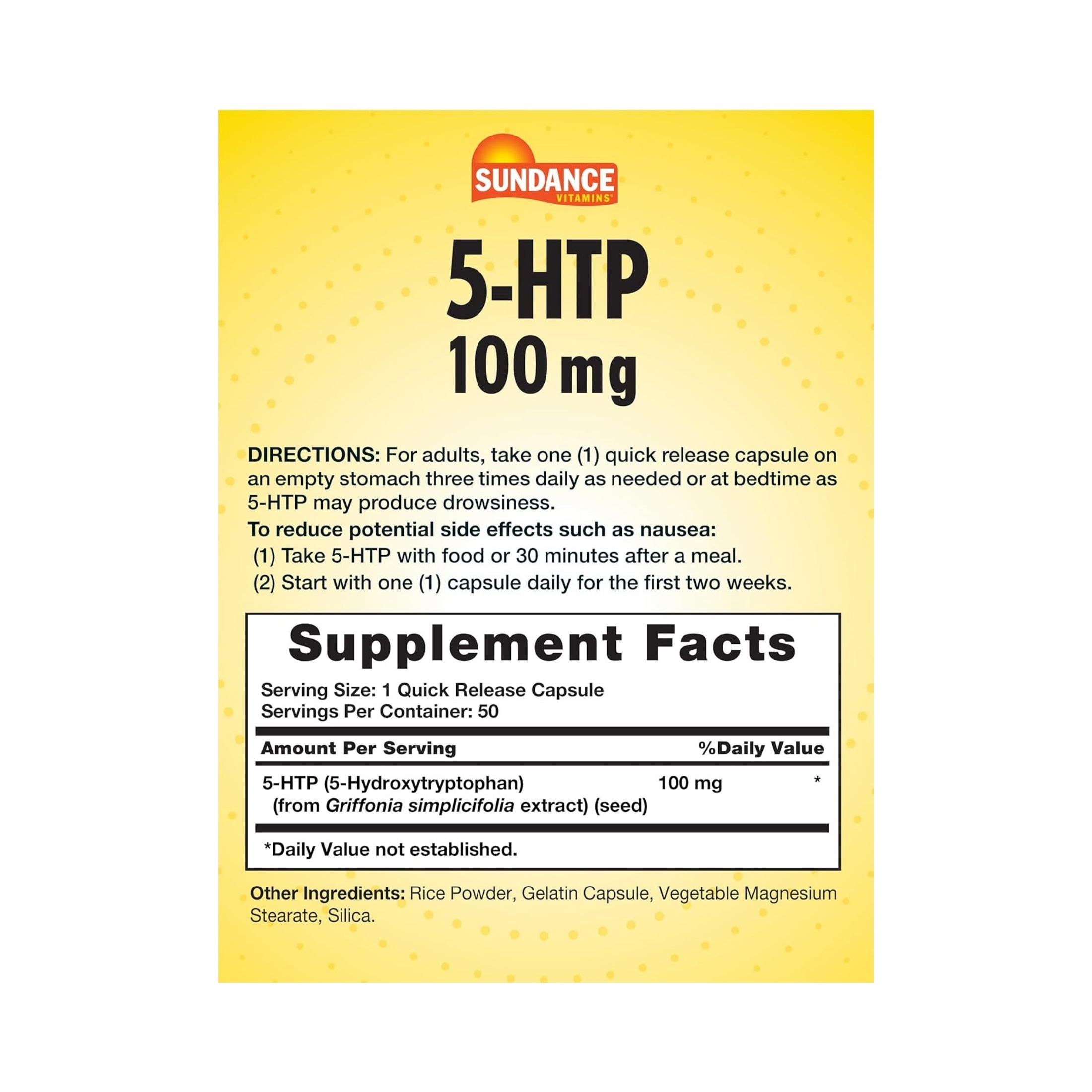 Sundance Vitamins 5-HTP 100 Mg - 50 Capsules