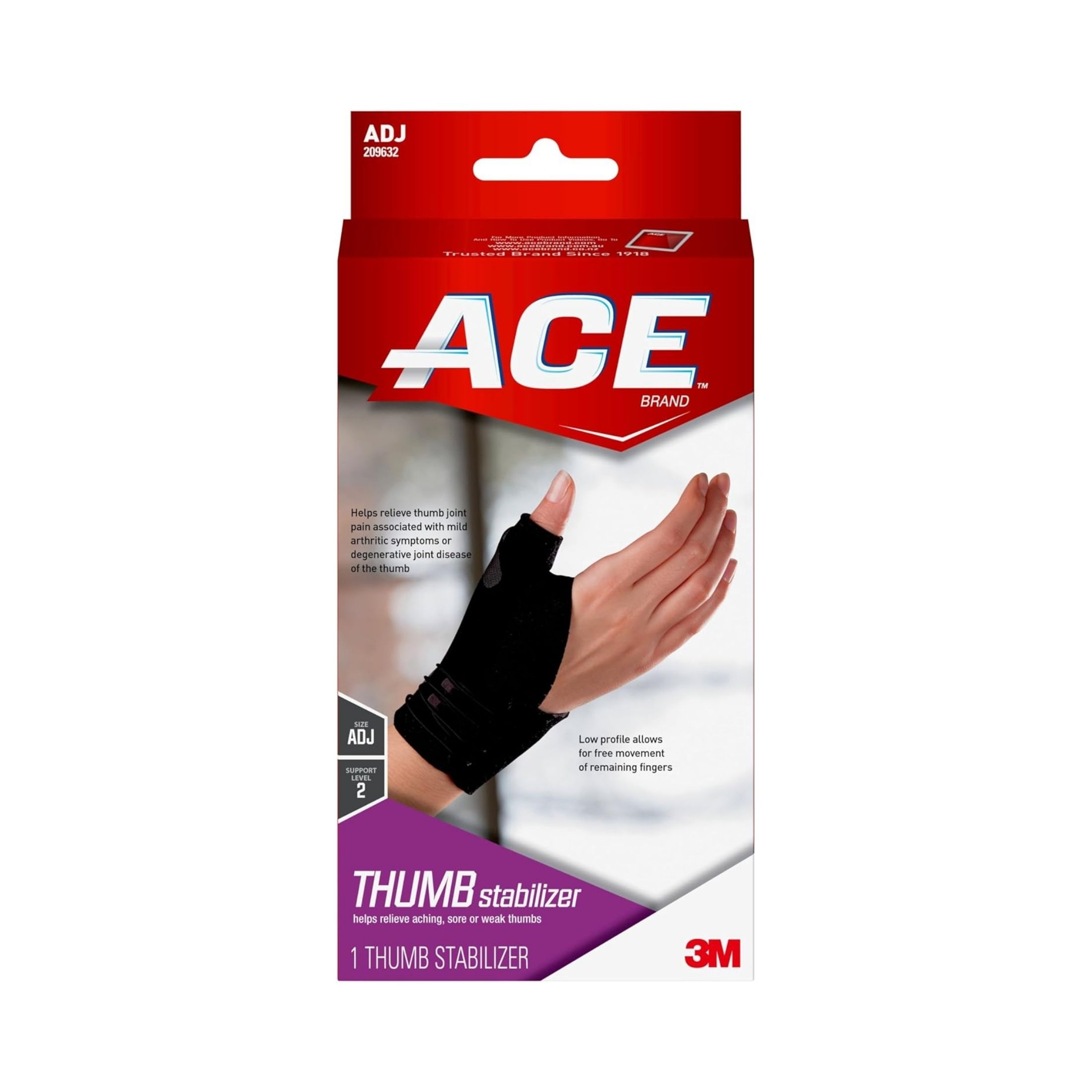 ACE Brand Deluxe Thumb Stabilizer, Adjustable, Black