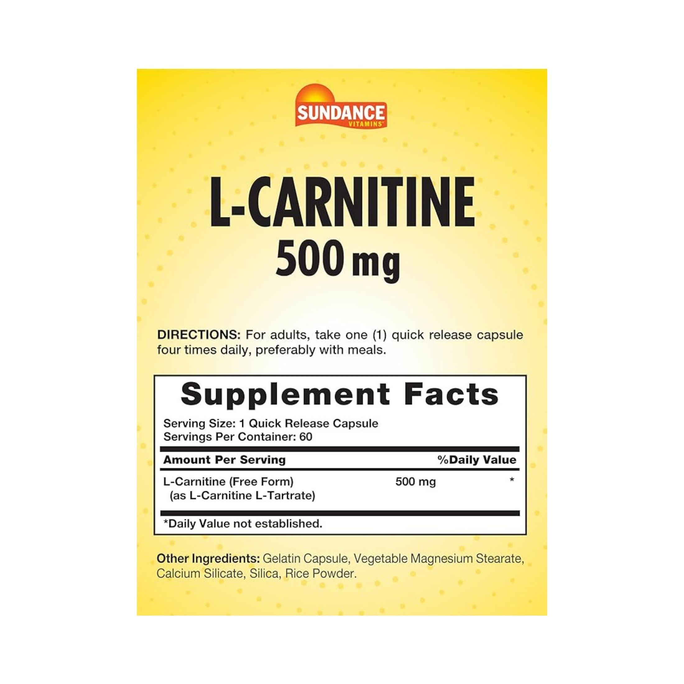 Sundance L-Carnitine 500 Mg - 60 Quick Release Capsules