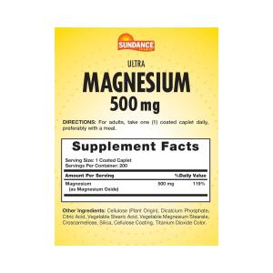 Sundance Vitamins Ultra Magnesium, 500 Mg, 200 Coated Caplets