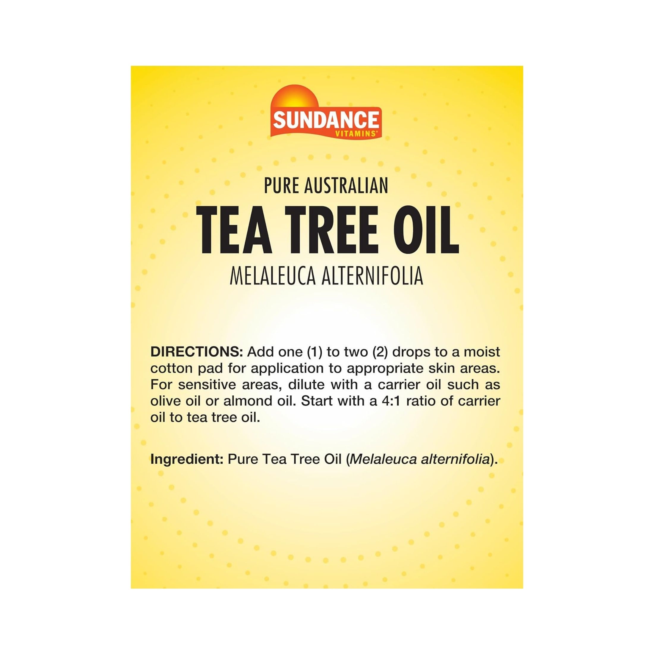 Sundance Vitamins 100% Pure Tea Tree Oil For Natural Skin Aid, 1 Oz