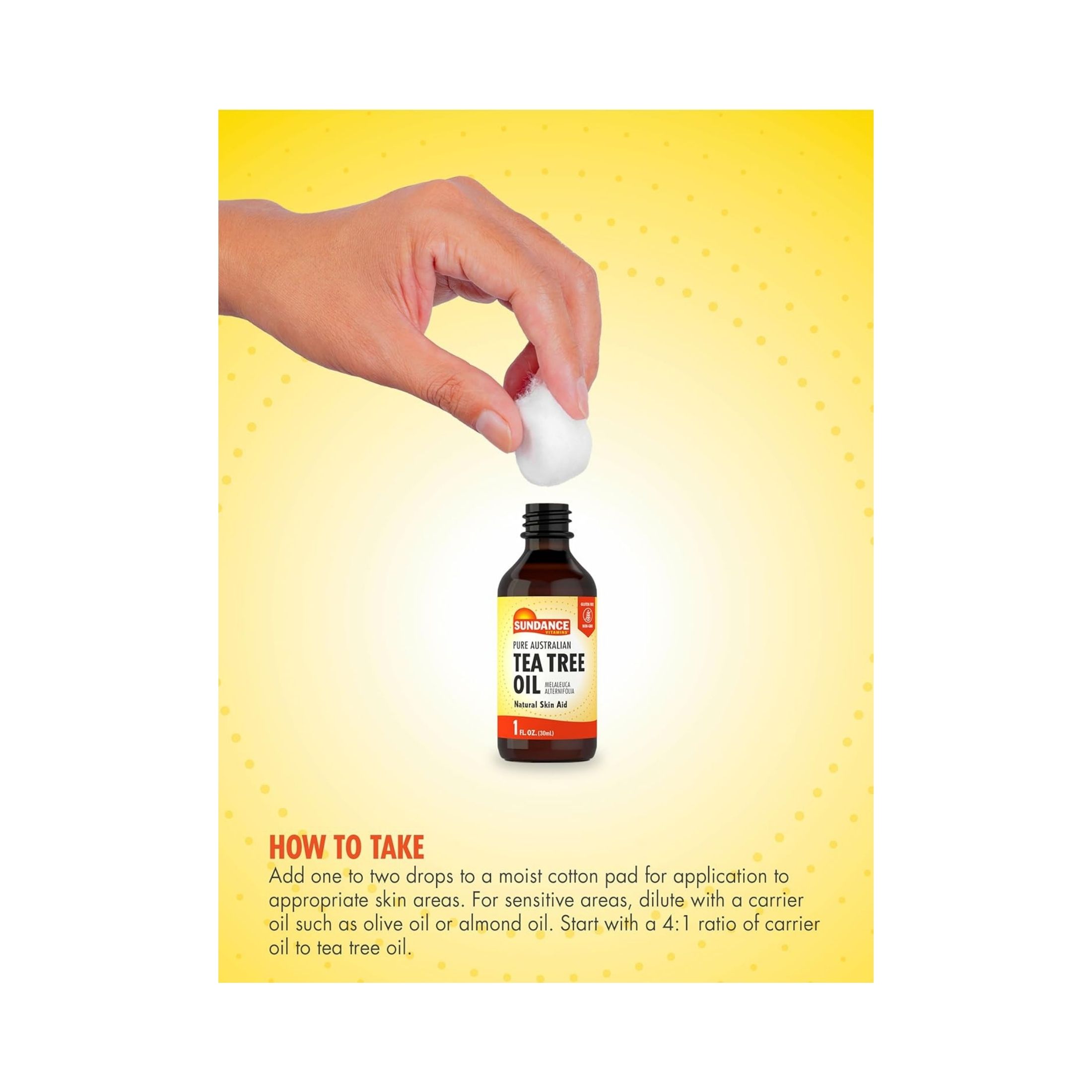 Sundance Vitamins 100% Pure Tea Tree Oil For Natural Skin Aid, 1 Oz