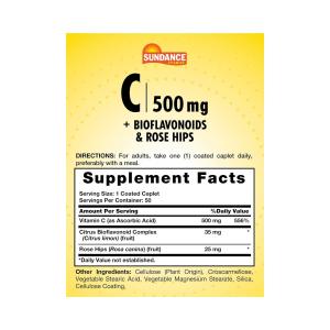 Sundance Vitamin C 500 Mg Bioflavonoids And Wild Rose Hips Capsules