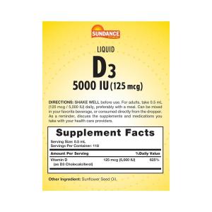 Sundance Vitamin D3 Liquid, 5000 IU, 2 Oz
