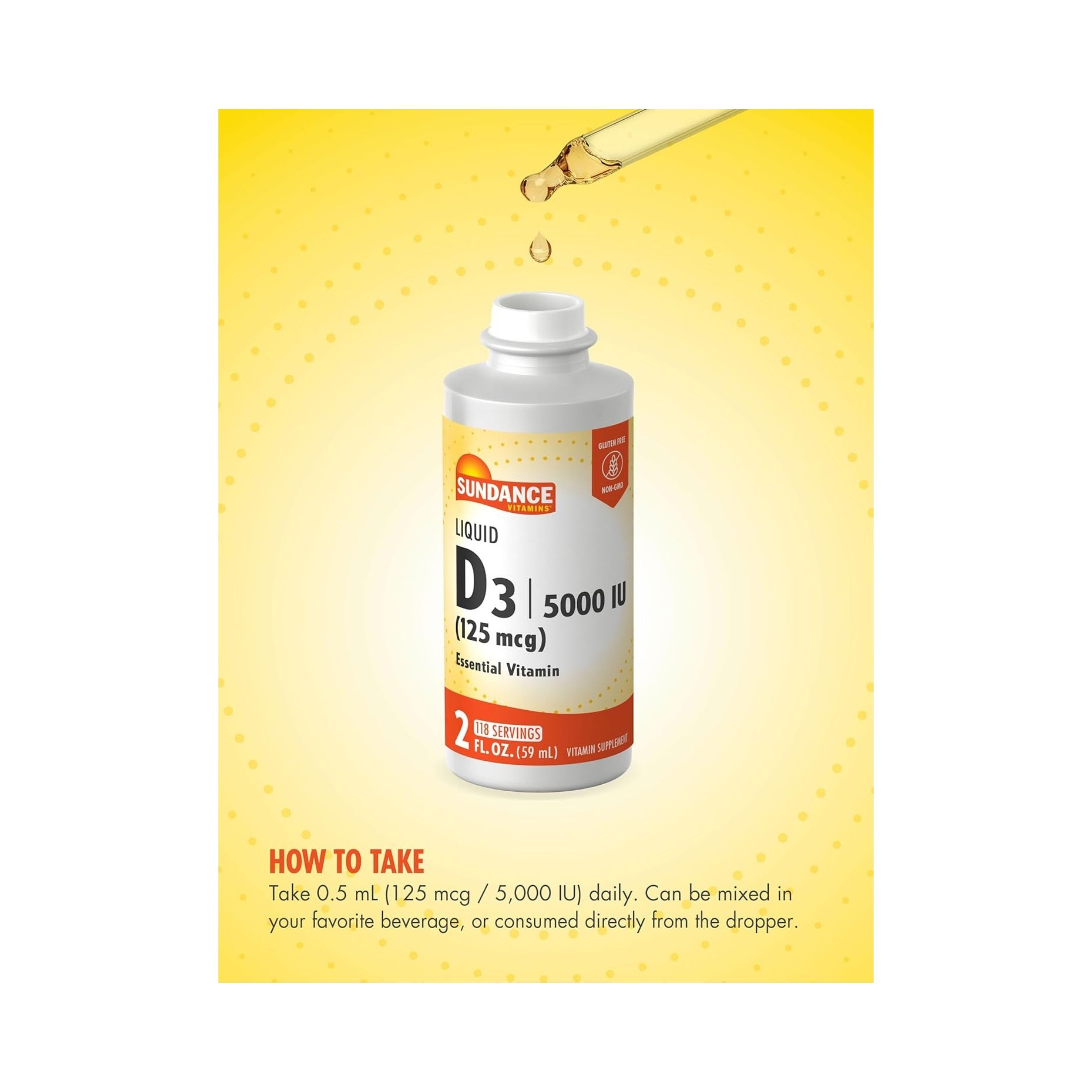 Sundance Vitamin D3 Liquid, 5000 IU, 2 Oz