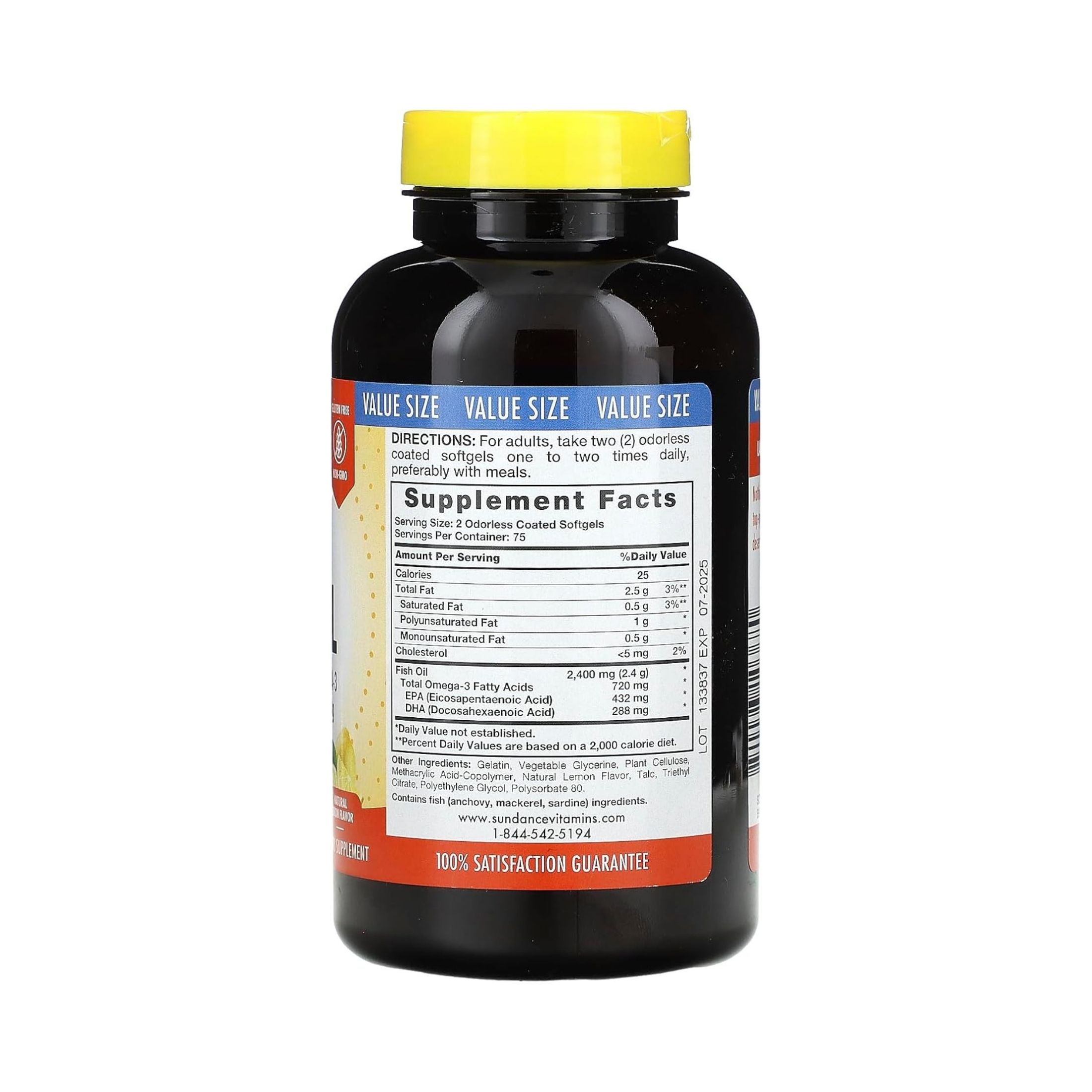 Sundance Vitamins Odorless Fish Oil 1200 Mg/Omega-3 360 Mg
