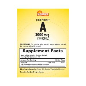 Sundance Vitamins High Potency A Quick Release Softgels