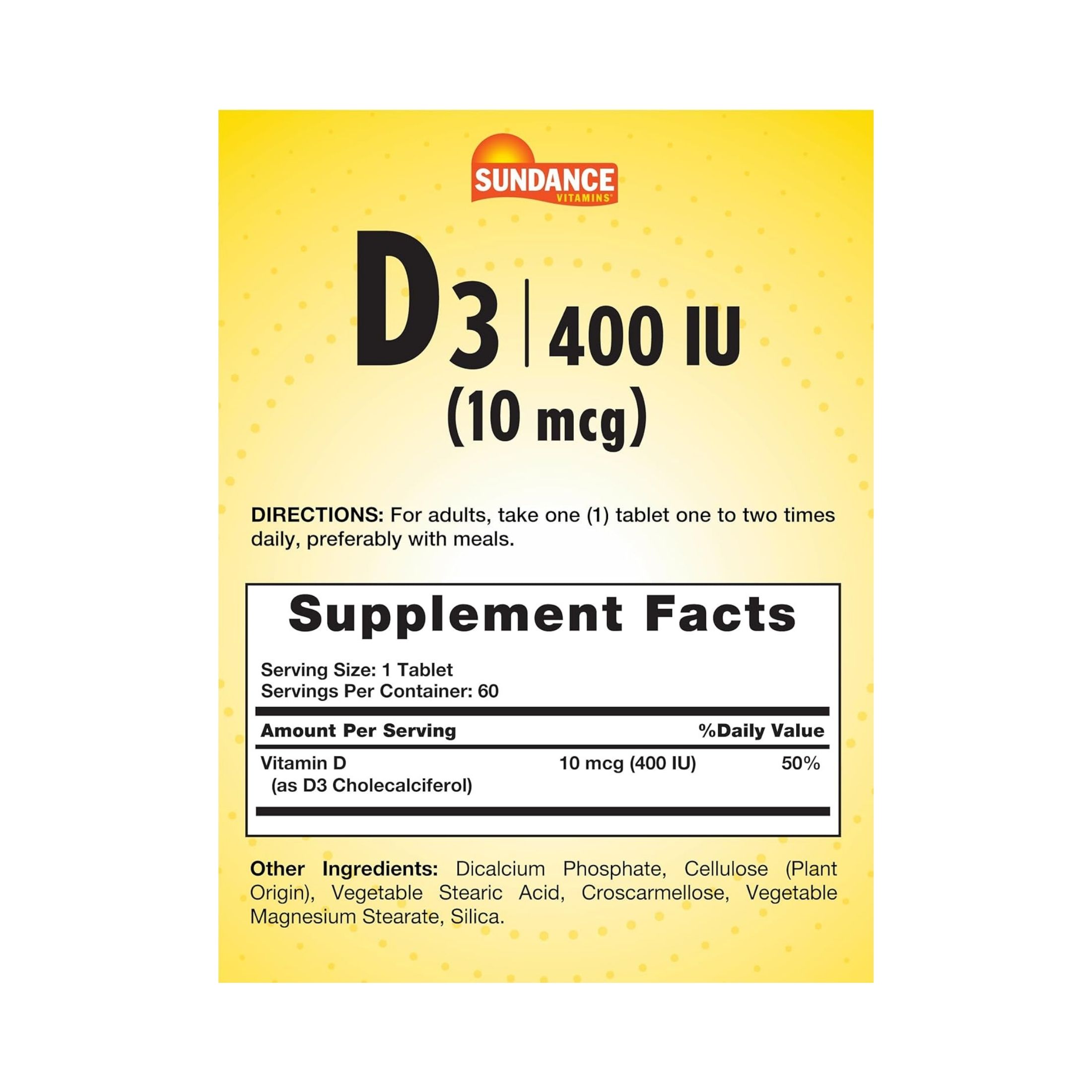 Sundance Vitamins High Potency D3 400 IU Tablets