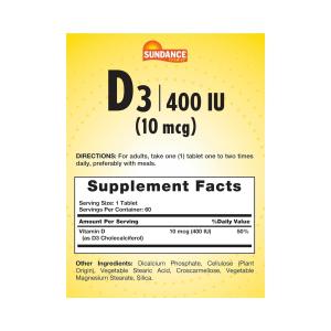 Sundance Vitamins High Potency D3 400 IU Tablets
