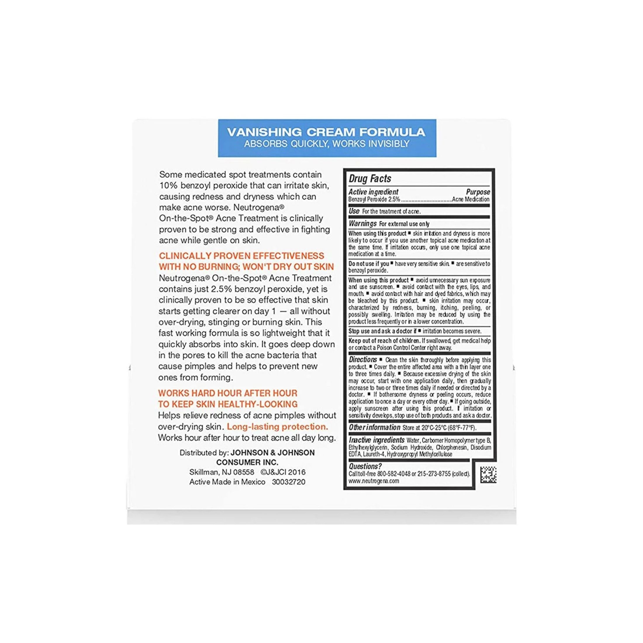 Neutrogena Vanishing Cream Formula Acne Treatment - 0.75 Ounce