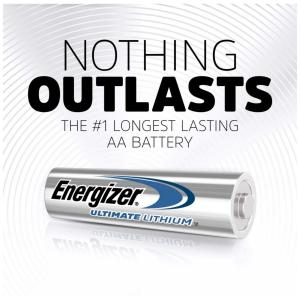 Energizer Ultimate Lithium AA Batteries, 4 Pack L91SBP4