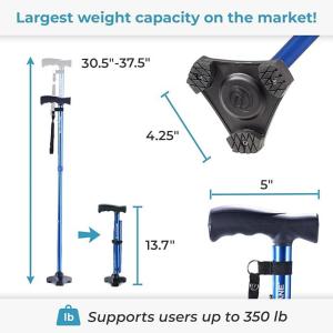 HurryCane Drive Medical Freedom Edition Folding With T Handle, Trailblazer Blue