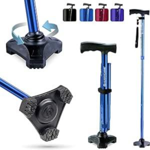 HurryCane Drive Medical Freedom Edition Folding With T Handle, Trailblazer Blue