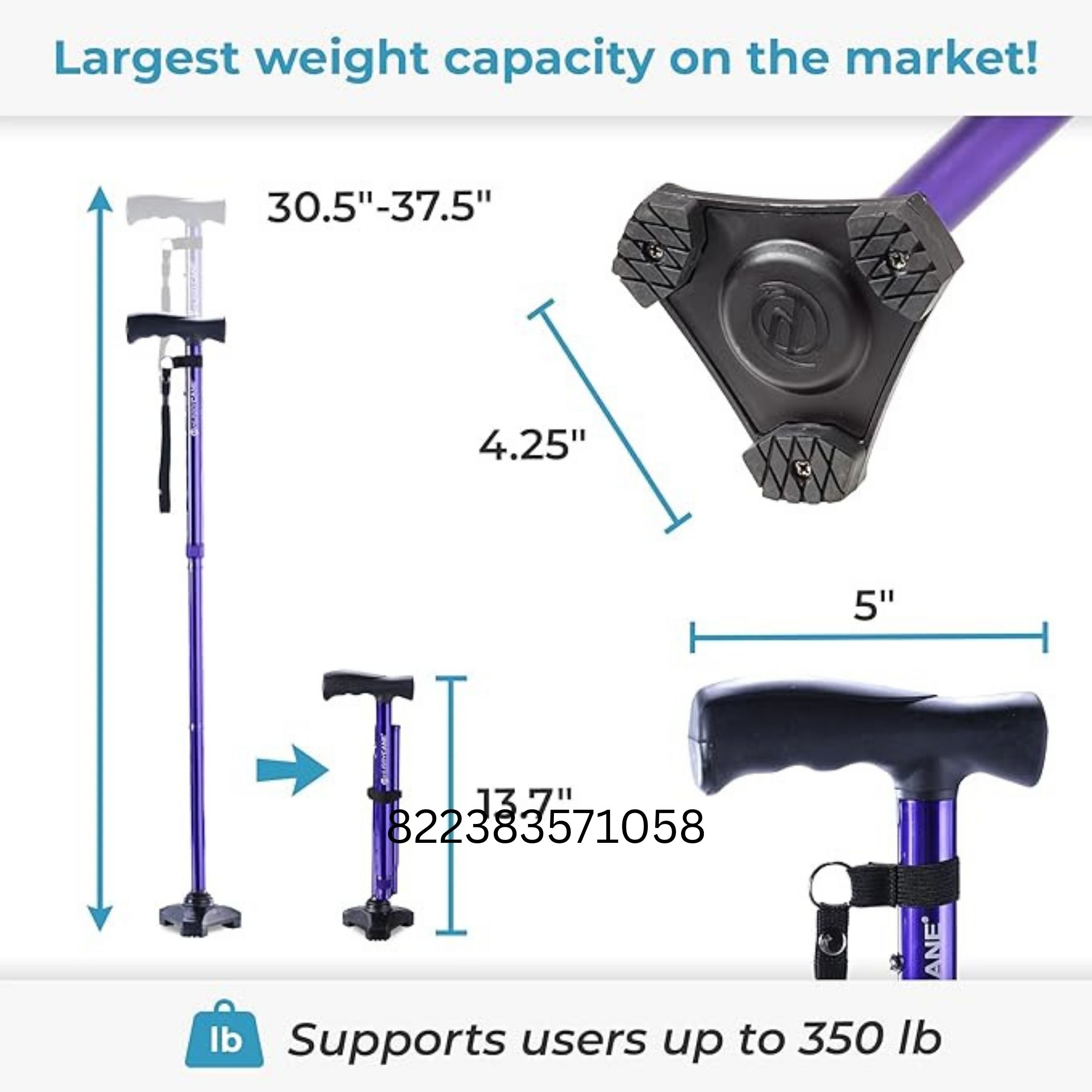 HurryCane Drive Medical Freedom Edition Folding With T Handle, Purple