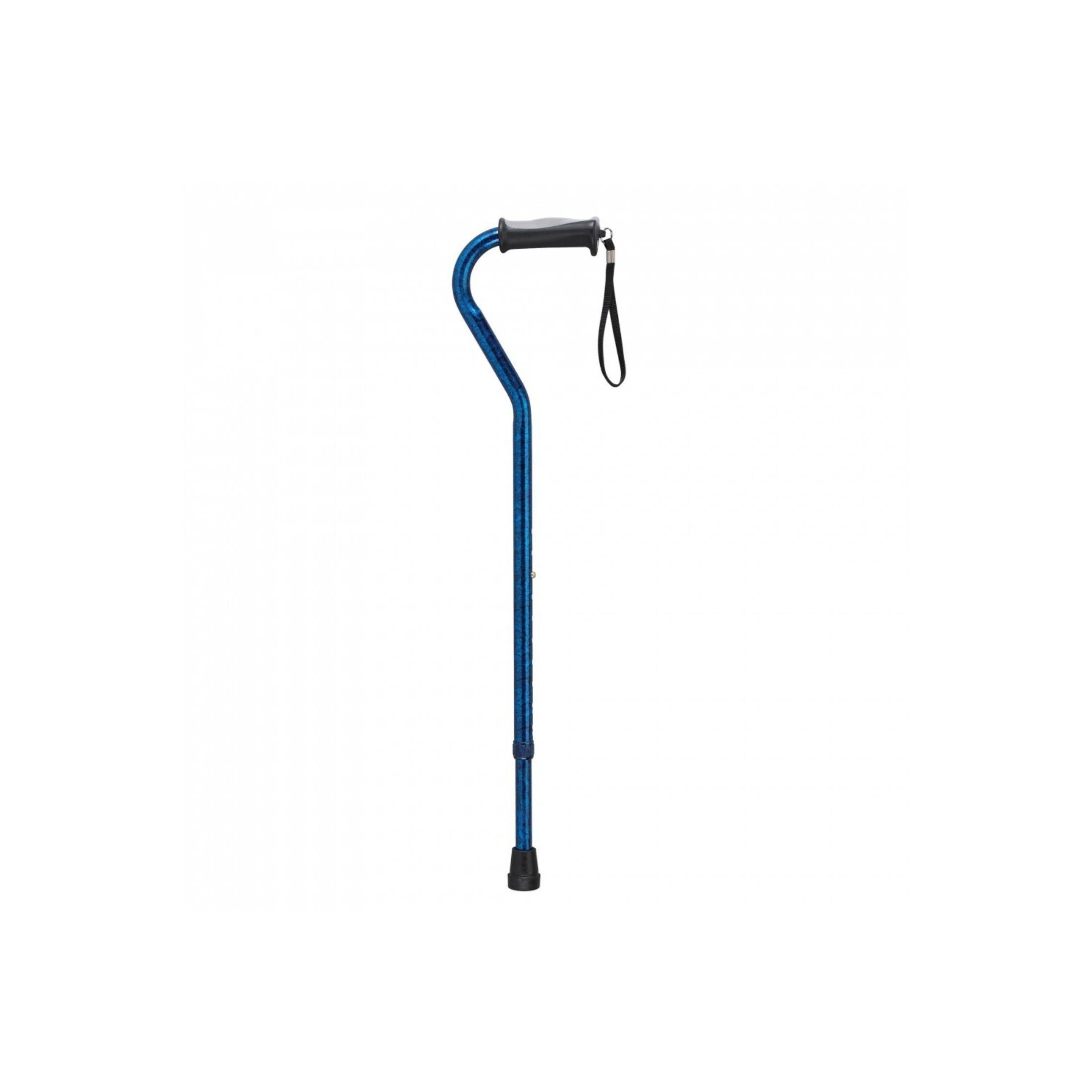 Drive Medical Adjustable Height Offset Handle Blue Crackle Cane With Gel Hand Grip