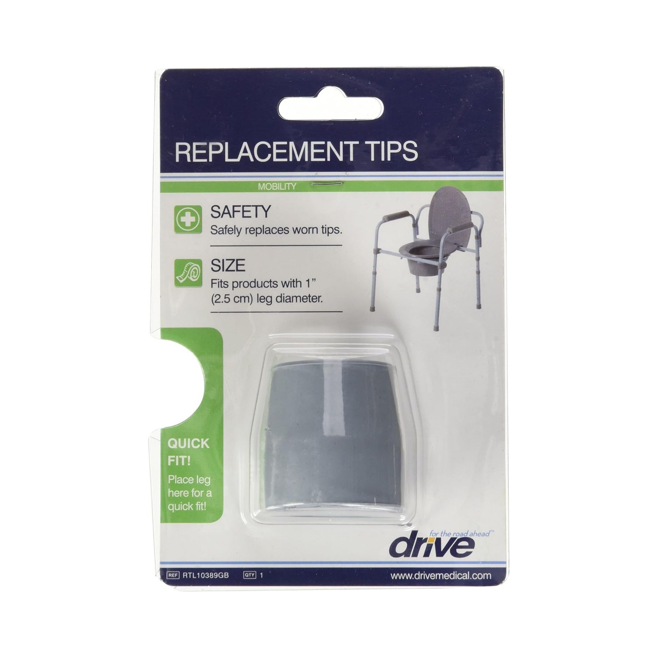 Drive Medical Utility Replacement Tip, 1-in, Gray