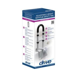 Drive Medical Adjustable Height Bathtub Grab Bar Safety Rail White