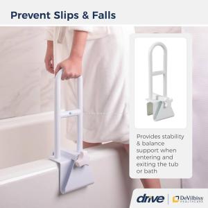 Drive Medical Adjustable Height Bathtub Grab Bar Safety Rail White