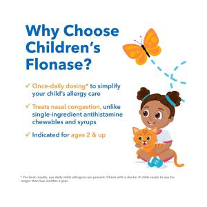 Flonase Children's Sensimist 24hr Allergy Relief Nasal Spray, Gentle Mist, Scent-Free, 60 Sprays