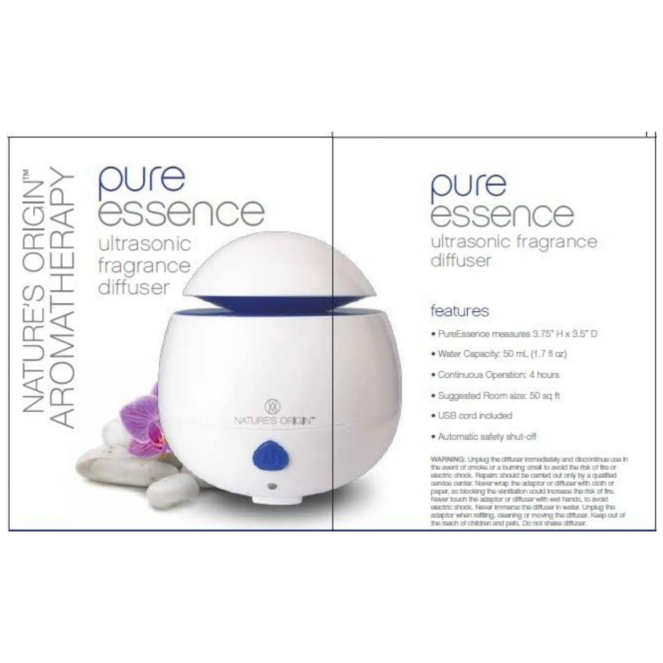 Nature's Origin Aromatherapy Pure Essence Ultrasonic Fragrance Diffuser