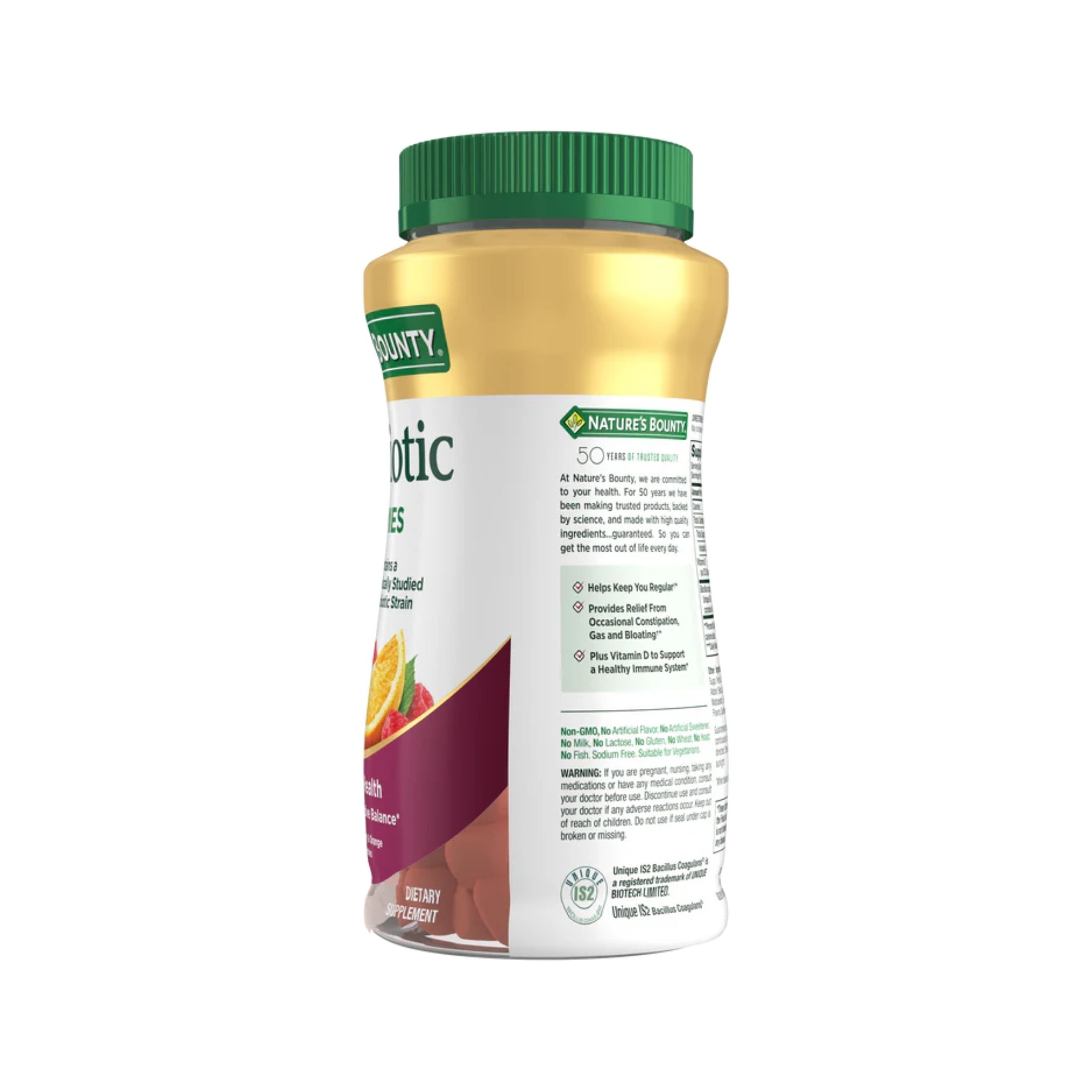 Nature's Bounty Probiotic Gummies Digestive Health Pineapple, Raspberry & Orange Flavored