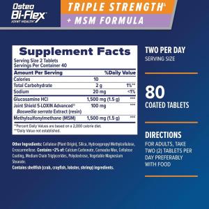 Osteo Bi-Flex Joint Health, Triple Strength + MSM Formula, 80 Coated Tablets