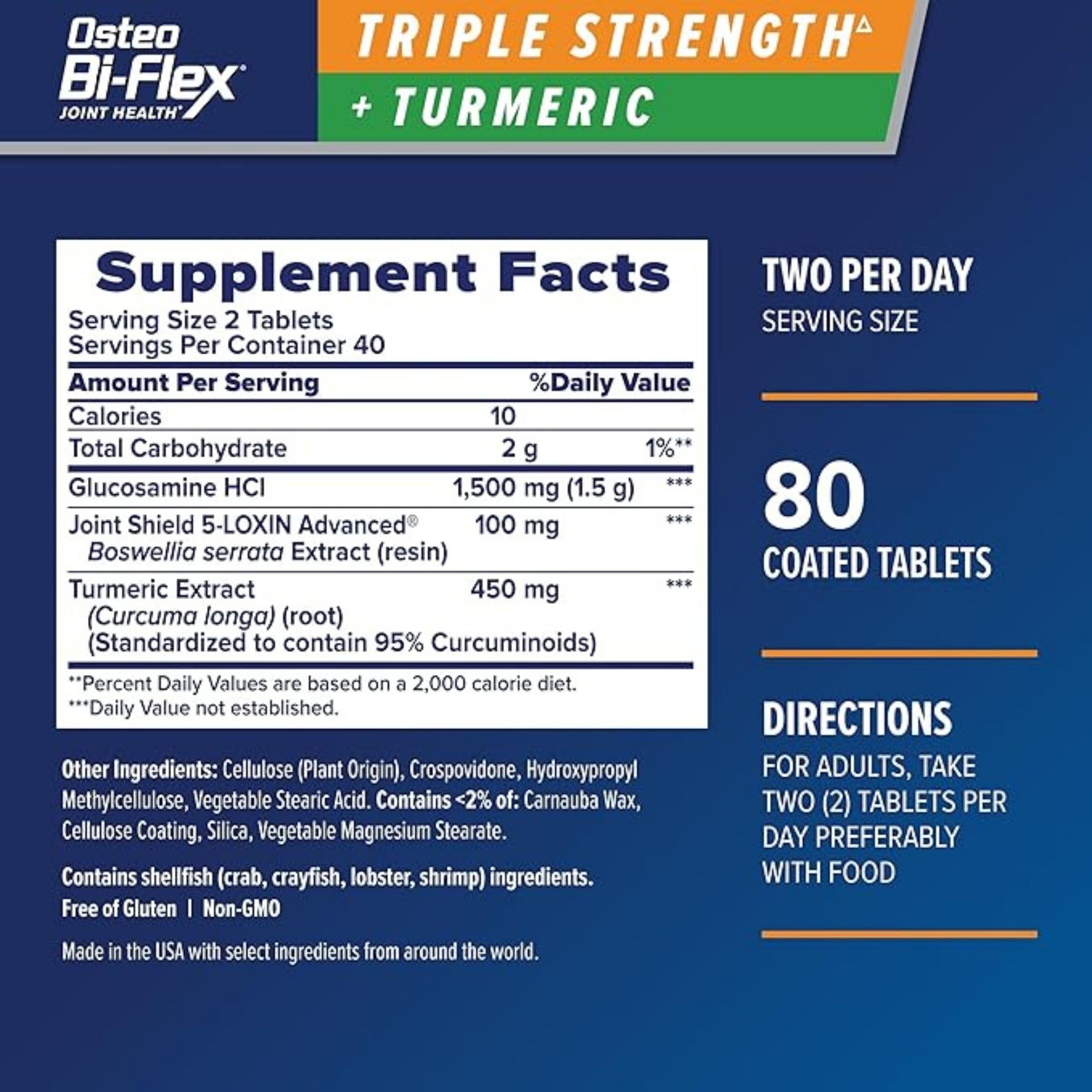 Osteo Bi-Flex Joint Health, Triple Strength + Turmeric, 80 Coated Tablets