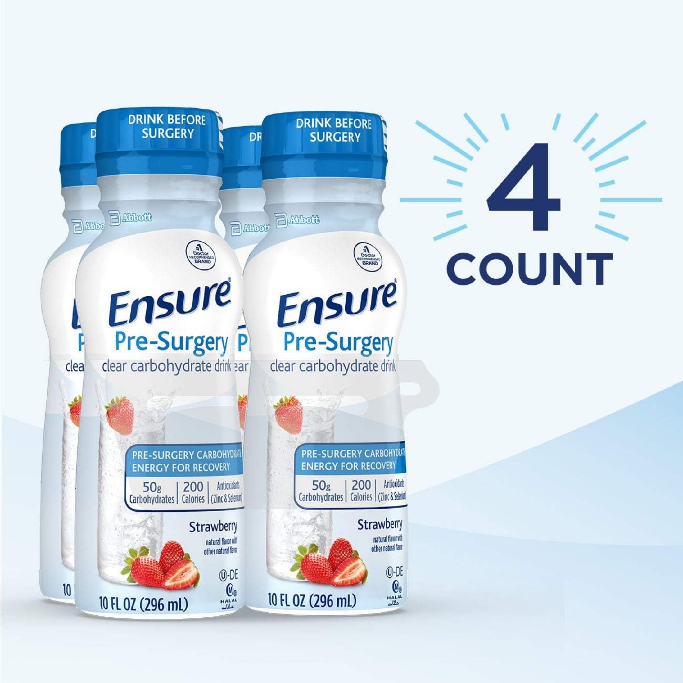 Ensure Pre-Surgery, Clear Carbohydrate Drink, Strawberry, 10 Fl Oz, 4Count