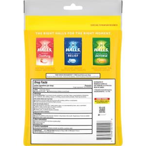 Halls Sugar Free Honey Lemon Flavor Cough & Throat Relief Economy Pack 70 Drops