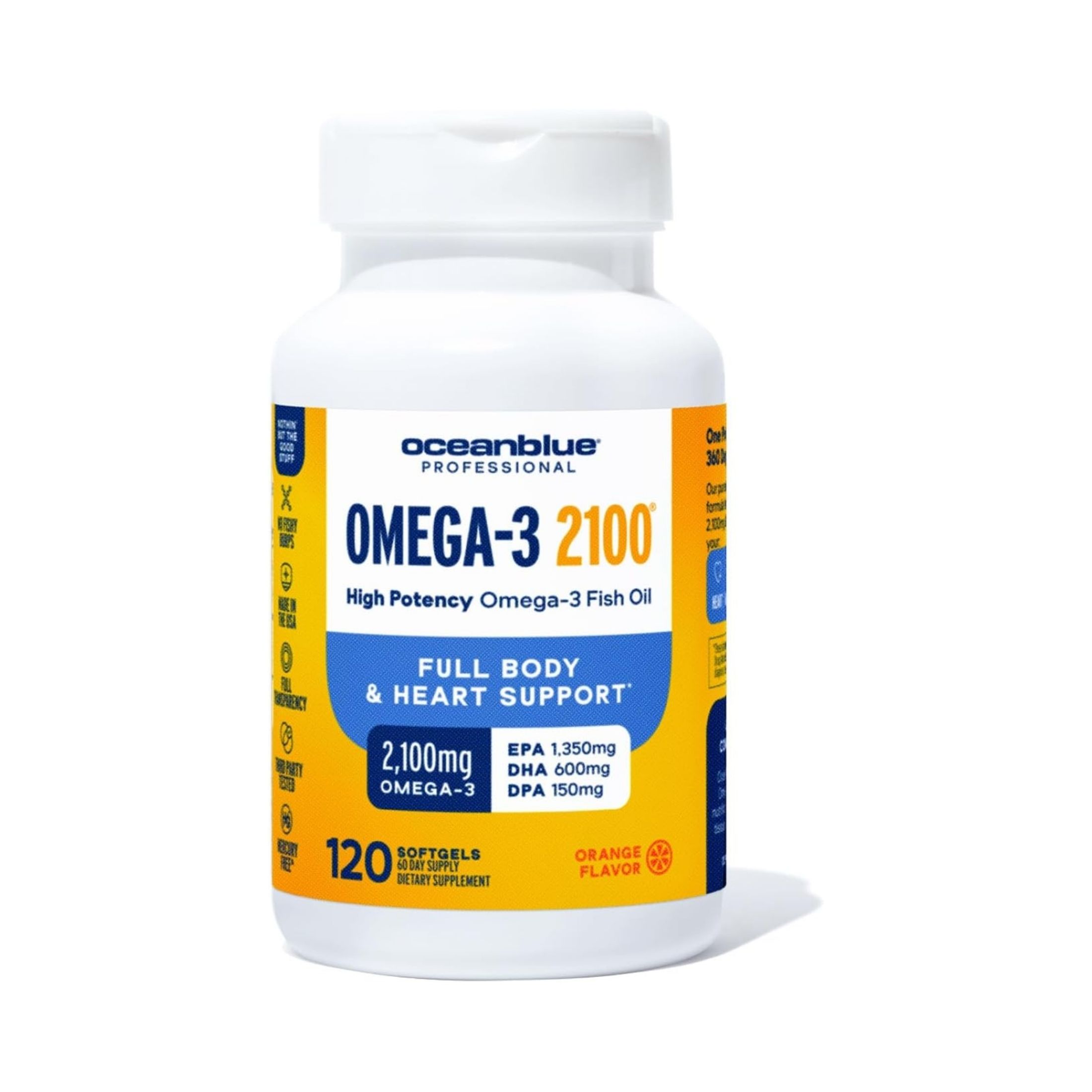 Ocean Blue Professional 2100 Omega-3, Softgels, Natural Orange Flavor