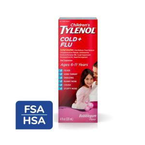 Children's Tylenol Cold + Flu, Oral Suspension, Bubble Gum Flavor