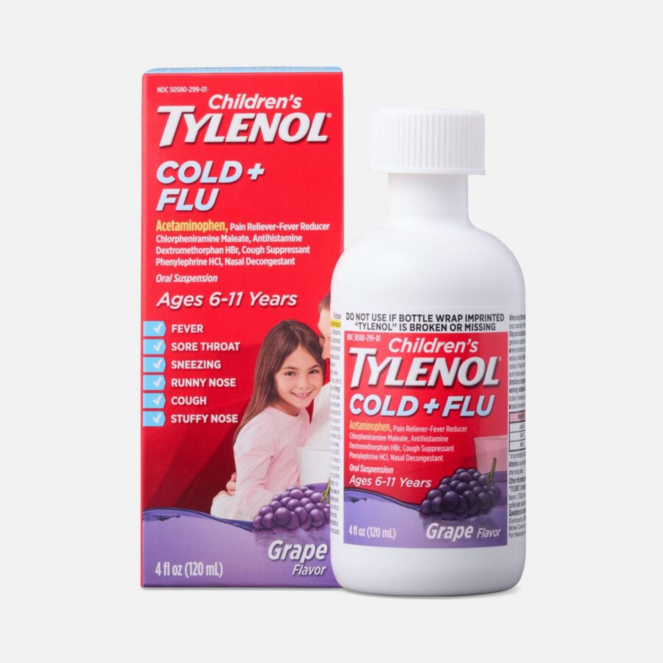 Children's Tylenol Cold + Cough + Runny Nose, Grape Flavor 4 Fl Oz