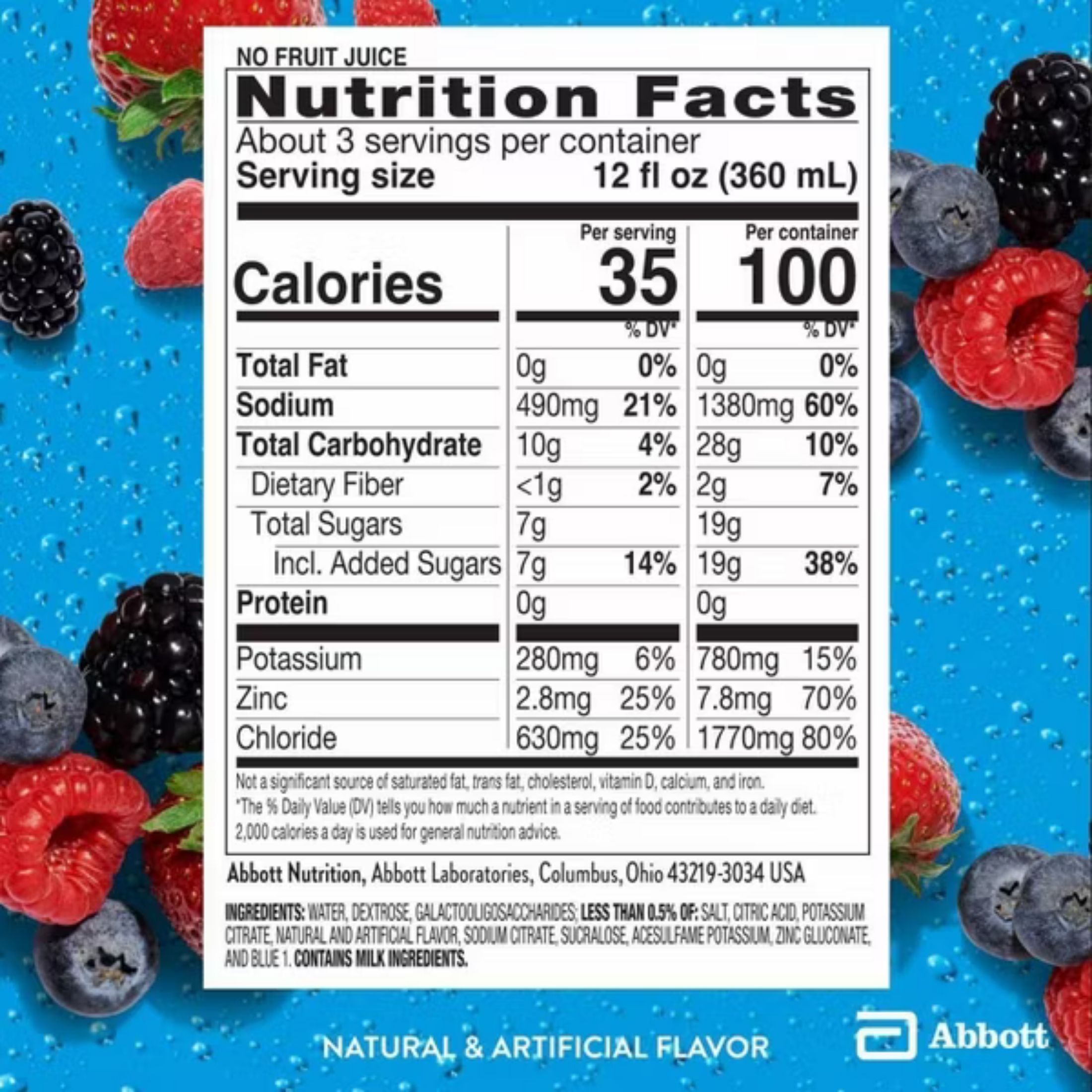 Pedialyte Advanced Care Plus Berry Frost Electrolyte Solution 33.8 Fl Oz