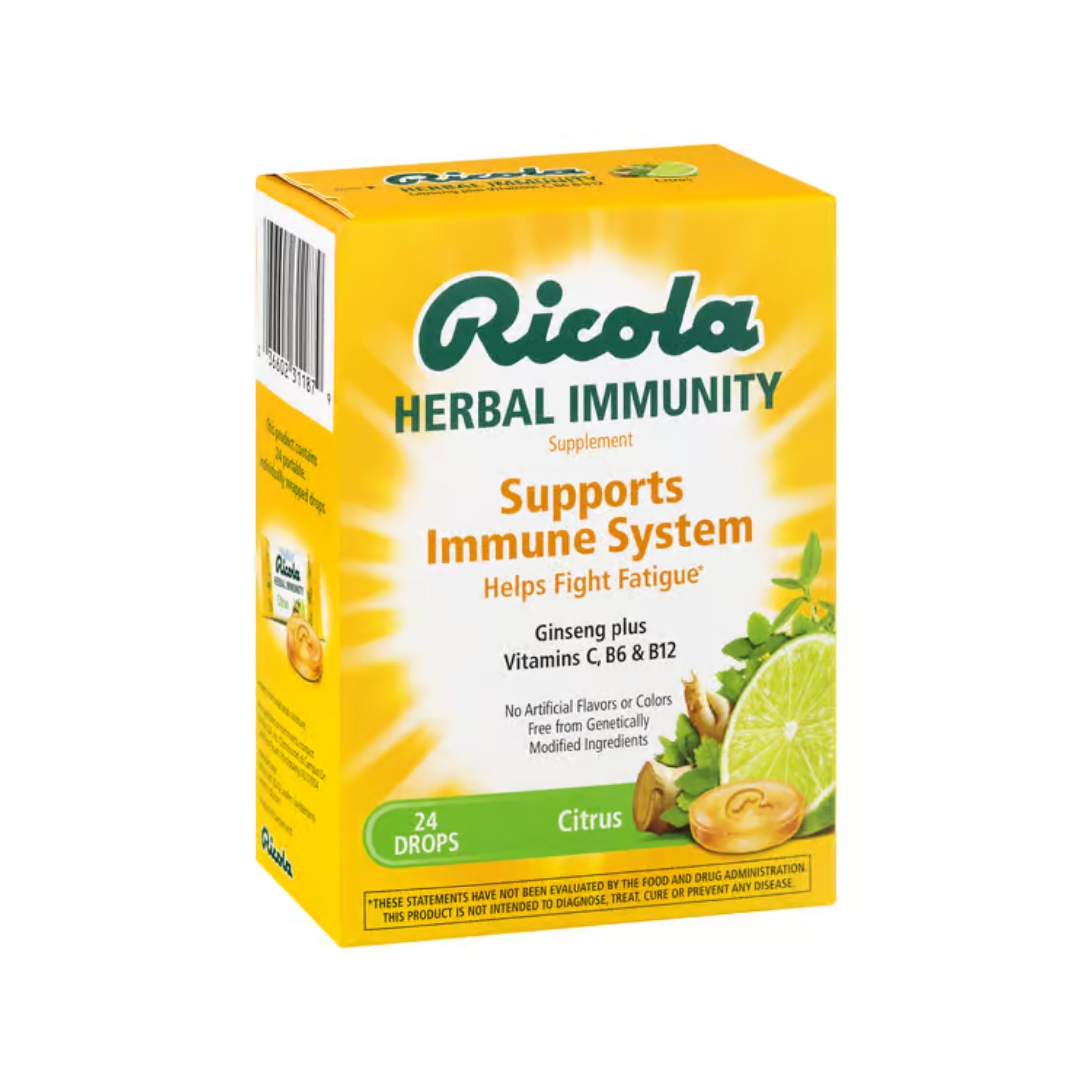 Ricola Herbal Immunity Citrus Supplement Drops 24