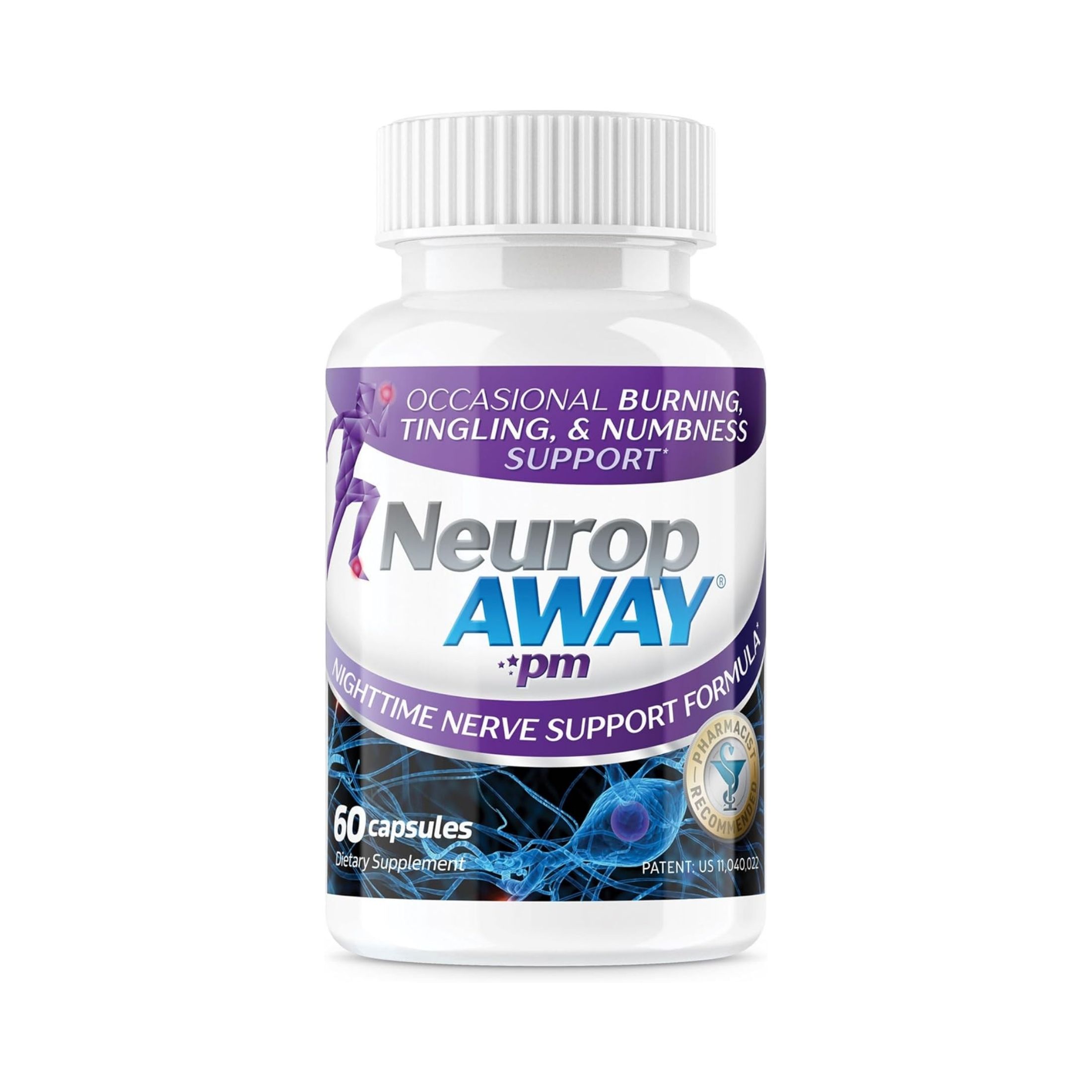 NeuropAWAY PM Nighttime Nerve Support Formula Capsules
