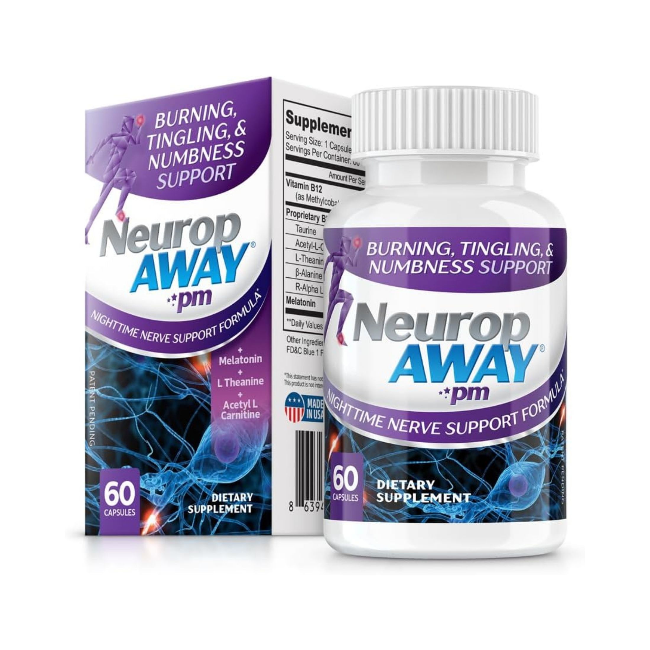NeuropAWAY PM Nighttime Nerve Support Formula Capsules