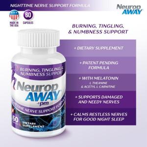 NeuropAWAY PM Nighttime Nerve Support Formula Capsules